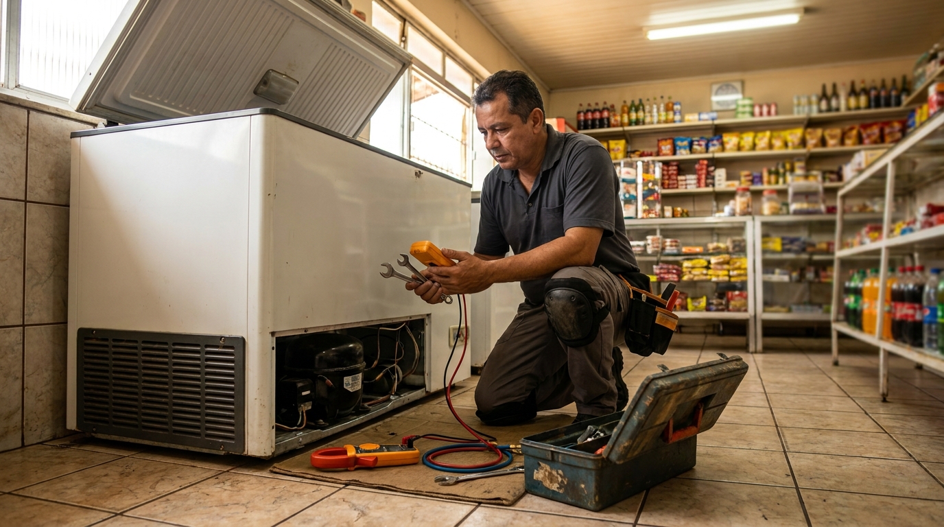 Técnico de conserto de freezer em residência na Caixa D’Água, Salvador‑BA